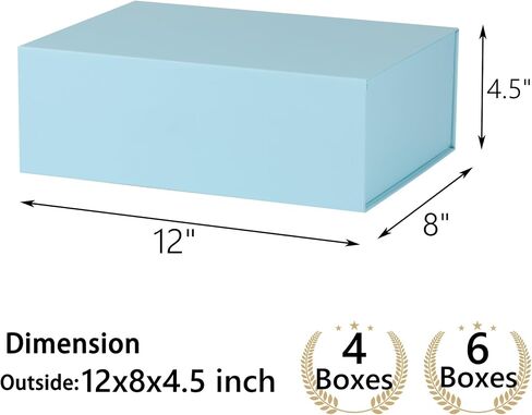 MUMUPACK 6 Pack White Gift Boxes With Lids,12x8x4.5 Inch Bridesmaid Proposal Box And Printable Stickers,Proposal Boxes With Ribbon For Wedding, Packaging, Present, Birthday in Kuwait