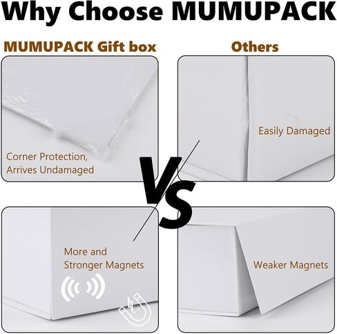 MUMUPACK 6 Pack White Gift Boxes With Lids,12x8x4.5 Inch Bridesmaid Proposal Box And Printable Stickers,Proposal Boxes With Ribbon For Wedding, Packaging, Present, Birthday in Kuwait