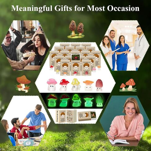 25 Sets Affirmation Mini Luminous Resin Appreciation Gift Box Breathing Gift Bulk for Coworker Emotional Mental Health Care Support Anxiety Sensory Steps Gift for Team Xmas, Mushroom in Kuwait