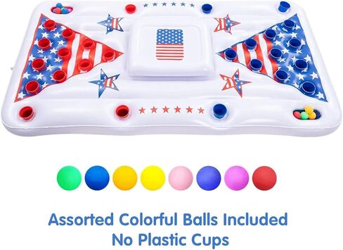 SLOOSH Summer Pool Games Inflatable Pong Table Float for Adults 6x3 Ft Party in Summer Pool Floats, Pool Lounge Floating Raft Toys with Cooler and 8 Pong Balls, Inflatable Party Fun Games (White) in Kuwait