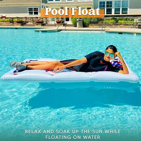 SLOOSH Summer Pool Games Inflatable Pong Table Float for Adults 6x3 Ft Party in Summer Pool Floats, Pool Lounge Floating Raft Toys with Cooler and 8 Pong Balls, Inflatable Party Fun Games (White) in Kuwait