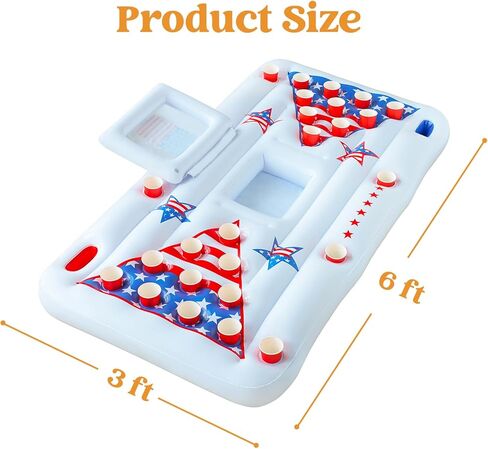 SLOOSH Summer Pool Games Inflatable Pong Table Float for Adults 6x3 Ft Party in Summer Pool Floats, Pool Lounge Floating Raft Toys with Cooler and 8 Pong Balls, Inflatable Party Fun Games (White) in Kuwait