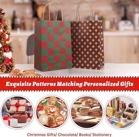 eiofg التعبئة والتغليف 24pcs أكياس هدايا عيد الميلاد، 5.9x8.3x3.1 أكياس تغليف الهدايا لعيد الميلاد الجيد وهدايا العطلات، 6 أنماط عيد الميلاد أكياس هدايا صغيرة مع المناديل الورقية، أكياس ورق عيد الميلاد حمل الحقائب in Saudi Arabia