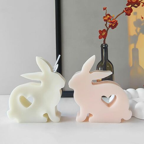 3Pcs Easter Bunny Candle Molds Heart Rabbit Gypsum Mold Easter Silicone Mold for Epoxy Resin, Soy Wax Candle, Soap, Plaster Ornament, DIY Crafts (E) in Saudi Arabia