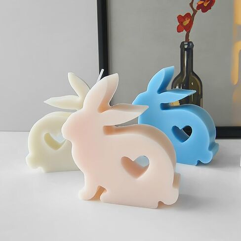 3Pcs Easter Bunny Candle Molds Heart Rabbit Gypsum Mold Easter Silicone Mold for Epoxy Resin, Soy Wax Candle, Soap, Plaster Ornament, DIY Crafts (E) in Saudi Arabia
