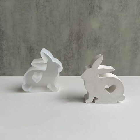 3Pcs Easter Bunny Candle Molds Heart Rabbit Gypsum Mold Easter Silicone Mold for Epoxy Resin, Soy Wax Candle, Soap, Plaster Ornament, DIY Crafts (E) in Saudi Arabia