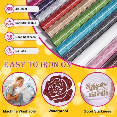 TECKWRAP 3D Puff Vinyl Heat Transfer Vinyl Sheets, 15 Sheets 12"x10" Iron-on Vinyl for T-Shirts, Clothes, Bags and More, Compatible with Most Cutter Machines, Easy to Cut & Weed in Saudi Arabia