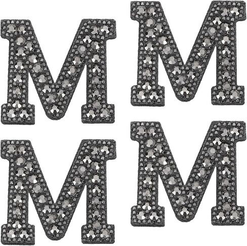 uxcell 10 Pcs Iron on Letter Patches, Letter W Rhinestone Alphabet Applique Rhinestone Pearl English Letter Sewing Patches for Clothing Hats Jeans Shoes DIY Craft, Black in Saudi Arabia