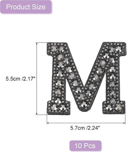 uxcell 10 Pcs Iron on Letter Patches, Letter W Rhinestone Alphabet Applique Rhinestone Pearl English Letter Sewing Patches for Clothing Hats Jeans Shoes DIY Craft, Black in Saudi Arabia