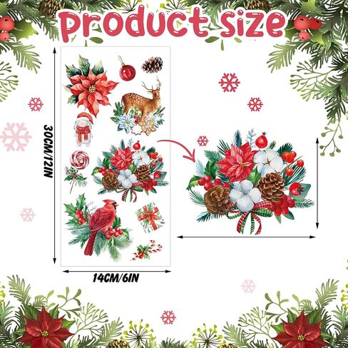 Sinmoe 10 Sheets Christmas Rub on Transfers for Craft 6 x 12 Inches Vintage Floral Furniture Rub on Transfers Sticker Decals Decorations for Cabinet Wood Door DIY Craft in Saudi Arabia