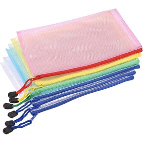 YOKIVE 6 Pack Mesh Zipper Bags, B5 Mesh File Pockets Plastic Document Pouch, Great for Office Appliances Travel Storage(Multicolor)