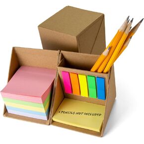 Officemate YouCube Storage Organizer with Sticky Notes, Brown (21559)