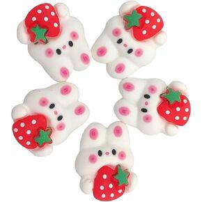 20pc Flat Back Embracing Radish Rabbit Resin Animal Charms Mixed Slime Charms for DIY Handcraft Photo Album Hair Phone Case Decor(Orange White)