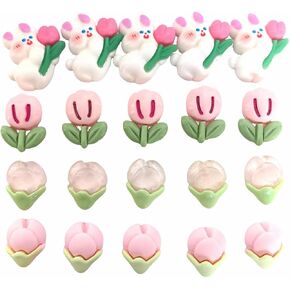 20pc Flat Back Embracing Radish Rabbit Resin Animal Charms Mixed Slime Charms for DIY Handcraft Photo Album Hair Phone Case Decor(Orange White) in Kuwait