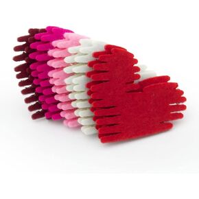 Summer-Ray 100 Mixed Color Zig Zag Felt Heart Laser Cutout Scrapbooking Embellishment in 2mm Felt