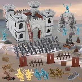 Medieval Wars Big Military Castle Playset for Boys - 312pcs Building Kit with Viking Pirate Captain Fort Soldiers Knight Army Men Action Figures Toy Set, Birthday Gift for Kids Ages 3 4 5 6 7 8 9 10