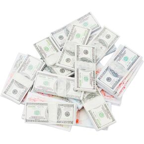 ONEST 300 Pieces Mini Fake Money for Kids Dollhouse Miniature Play Copy Dollars Scene Model Mini Pound Dollar Bills Set for Doll House Accessories