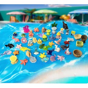 50PCS Mini Ocean Resin Animals, Aquarium Ornaments Decorations, Tiny Miniature Sea Animals Marine Miniature Animals for DIY Fish Tank/Easter Eggs/Christmas Decorations