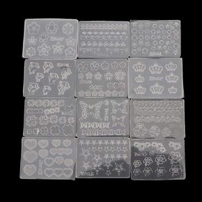 angwang Molds,12Pcs Mini Size Nail Art Silicone Mold Leaves Flower Animals Template Acrylic Gel Tools Resin Mold Jewelry Making Tools