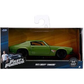 Jada Dom's 1973 Chevrolet Camaro F-Bomb Matt Green with Black Hood Stripe Fast & Furious Movie 1/32 Diecast Model Car