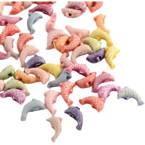 Craftdady 100pcs Acrylic Koi Fish Tiny Spacer Beads Mixed Colors Plastic Cute Animal Craft Loose Beads 15x9mm for Summer Jewelry Making Hole: 2.5mm