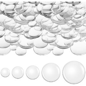 Honeydak 100 Pieces Transparent Glass Cabochon Dome Round Cabochon Tiles for Jewelry Making Craft Transparent Half Round Flat Back for DIY Earring Necklace Ring (12 Mm, 16 Mm, 18 Mm, 25 Mm, 30 Mm)