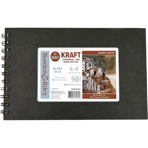 بوردن ورايلي 6 × 9 بوصة #840B ورق كرافت كتاب رسم بغلاف مقوى، حلزوني جانبي، 60 رطل، 50 ورقة بيضاء، كتاب واحد لكل منهما in Kuwait