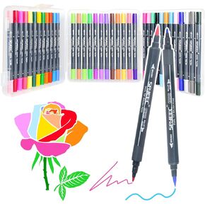 SAYEEC Dual Watercolor Brush Pens 12 Colors Art Coloring Markers Fine and Brush Tip Drawing Pens Artist Colored Markers for Adult Coloring Books Doodling Bullet Journaling Hand Lettering Calligraphy