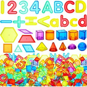 268 Pcs Plastic Practice Set Transparent Letters and Numbers Light Box Accessory Color Exploration Sensory Play Create Build and Design Light Table Manipulatives