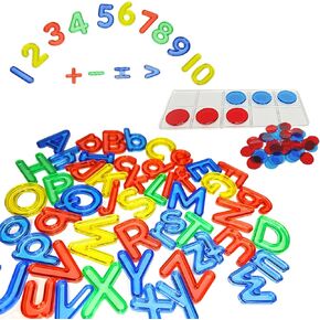 85 Pcs Colorful Plastic Letters and Numbers Set,Transparent Light Table Manipulatives Alphabet Letters,Include 52 Letters,10 Numbers,Ten Frame & Counters.Ideal for Toddler Spelling,Counting
