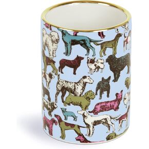 Galison Liberty Best in Show Porcelain Pen Pot from Galison - Porcelain Pen Holder, 3 x 3.75 x 3", Features Famous Best in Show Print from Liberty, Gold Gilded Edge, Perfect for Home or Office