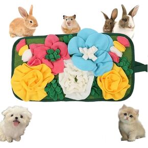 Rabbit Foraging Mat, Snuffle Mat for Small Dogs, Nosework Interactive Sniffing Mat for Cats Rabbits,Guinea Pigs Ferrets, Slow Feeding Mat for Foraging and Stress Relief, Machine Washable,10''X18''