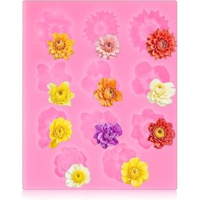 Flower Polymer Clay Molds, Daisy Miniature Flower Silicone Molds, Polymer Clay Molds for Jewelry Making for Candy Chocolate Cupcake Soap Crafting Projects Cake (Grey)