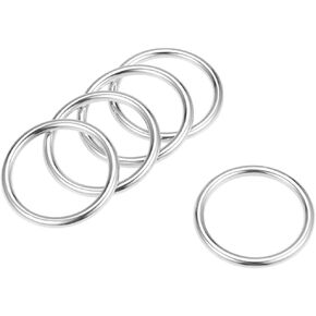 uxcell O Ring Buckle 40mm(1.6") ID 3mm Thickness Zinc Alloy O-Rings for Hardware Bags Belts Craft DIY Accessories, Silver Tone 5pcs