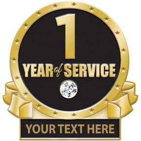 1 Year of Service Pin, 1 Year Award Pin with Rhinestone, Engraving Included Prime