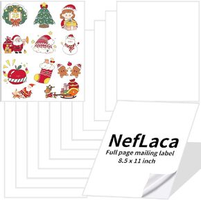 Mailing Label,Address Labels 1-UP,NefLaca White Shipping Labels,Adhesive Shipping Labels,30 Sheets in Total(8.5"x 11"),Printable White Sticker Paper for Laser & Inkjet Printers.(30 Labels)