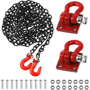 1/10 RC Decorations Accessories Mini Trailer Chain with Tow Hook & Metal Trailer Tow Hook Buckle Compatible with Traxxas TRX-4 Tamiya CC01 Axial SCX10 D90 Redcat HSP 1/10 RC Crawler Truck