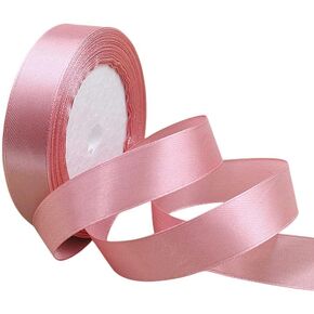 Dusty Pink Satin Ribbon for Gift Wrapping 3/4 inch,25 Yards Continuous Ribbons Roll,Christmas Gift Ribbon Thick Solid Color Fabric Ribbon for Crafts,Wedding Car,Hair Bow Making,Wreath,Bouquet