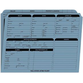 Blue Real Estate Folders / 25 Preprinted Property Listing Folders / 9 5/8" x 11 3/4" Fill in Seller Buyer Checklist Folders/Made in The USA