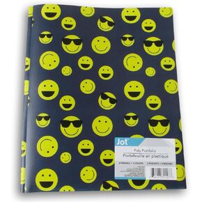 Flexible Folder for Back to School - 3-Hole 2-Pocket Portfolio Folders (Cool Smiley Faces)