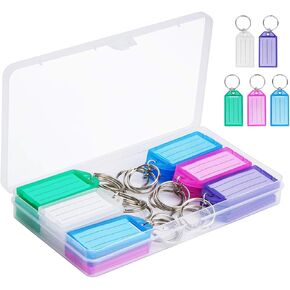 Cuttte 20 Pack Plastic Key Tags with Container, Key Labels with Ring and Label Window, 5 Colors