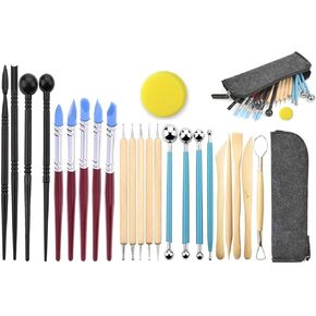 Jaybva Ball Stylus Dotting Sculpting Art Painting Kit بوليمر كلاي أدوات فخارية من مطاط السيليكون أقلام ذات أطراف لنقش السيراميك