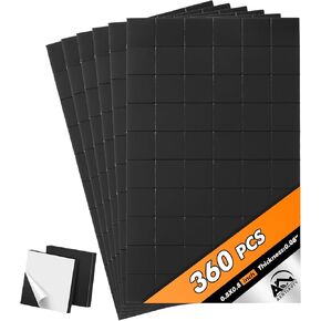 360 Pcs Magnetic Squares with Adhesive Backing Small Magnetic Sheets with Adhesive Backing Square Magnetic Strips with Adhesive Backing for Crafts, School, Home, Office, DIY Projects (0.8" x 0.08")