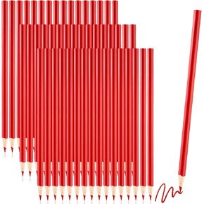 48Pcs Red Marking Pencil Red Glass Marking Pencil Carpenter Pencil Red Wooden Grease Pencil Wax Pencil Red Crayon Pencils Artists' Single Pencil for Architect Drawing Marking
