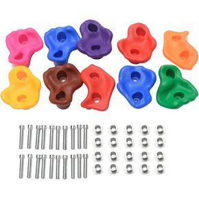 Rock Climbing Holds for Kids, 10Pcs Climbing Stones with 20pcs Mounting Install Screws, Multicoloured Wall Climbing Stones for Indoor Outdoor Playground Play Set