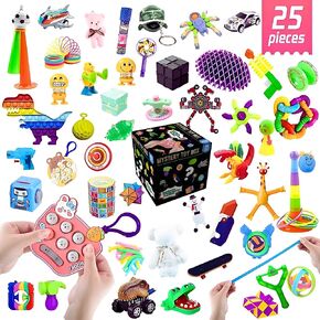 25 Pieces Large Fidget Mystery Box for Kids Girls & Boys - Fun Sensory Fidget Toys Bulk Variety Pack for Toddlers - Fidget Prizes for Classroom (25 Pieces)
