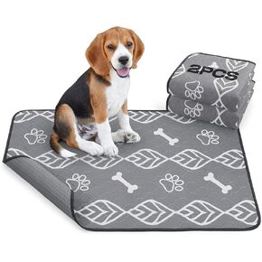 LOOBANI Washable Pee Pads for Dogs: 2-Pack Leak-Proof and Non-Slip Reusable Puppy Pads, Super Absorbent Whelping Pads for Potty Training, Playpens, Crates, Floors, Beds, and Couches, 24x36 in
