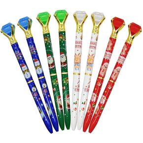 Maydahui 24 Pcs Christmas Pens Xmas Diamond Ballpoint Pens Santa Claus Pens Tree Snowman Print Pens for Christmas New Year Party Gift Christmas Eve Stocking Stuffers Desk Decoration