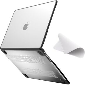 Anti-Cracking Case Compatible with MacBook Air 15 inch M2 A2941 M3 A3114, 2024 2023 Release, Black TPU Bumper & Hard PC Shell, Matte Clear