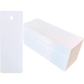 150 Blank White Cardstock Bookmarks with Pre-Punched Hole - Bulk Plain Bookmarks to Decorate, Arts and Crafts, Gift/Price Tags, School and DIY Projects (5.5" x 2") Made in USA